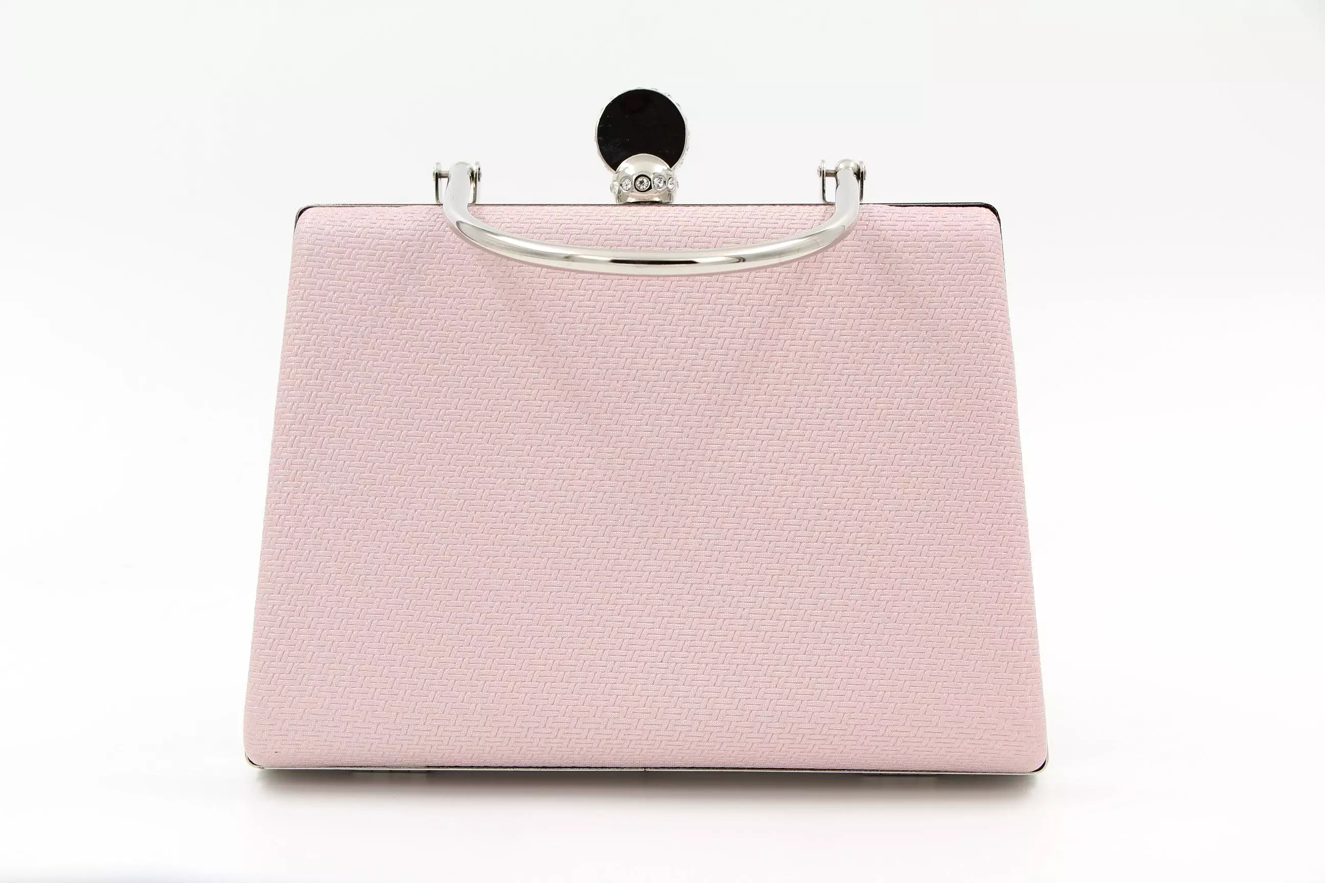 FABUCCI pale pink box clutch with silver handle