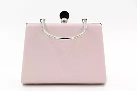 FABUCCI pale pink box clutch with silver handle