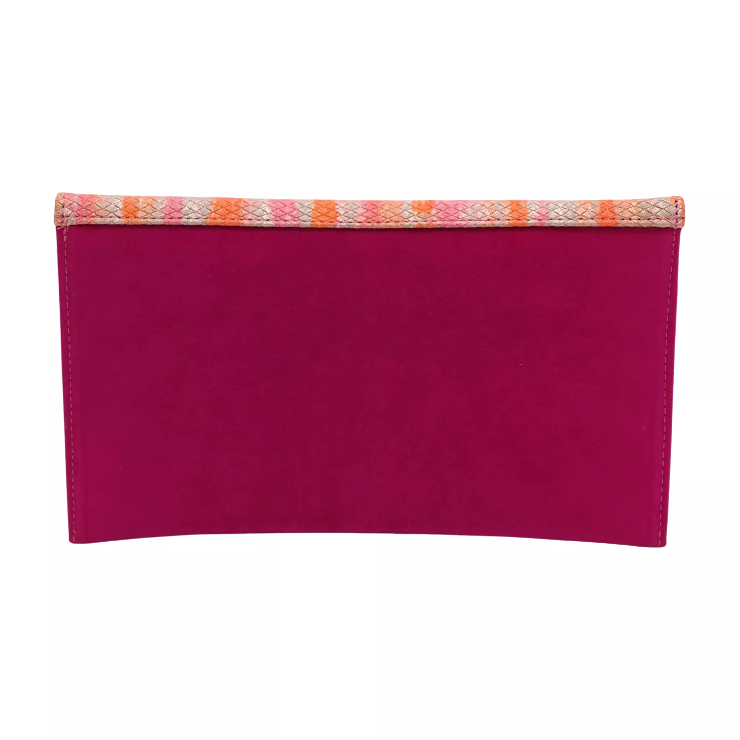 FABUCCI Pink Suede & Print Envelope Clutch Bag