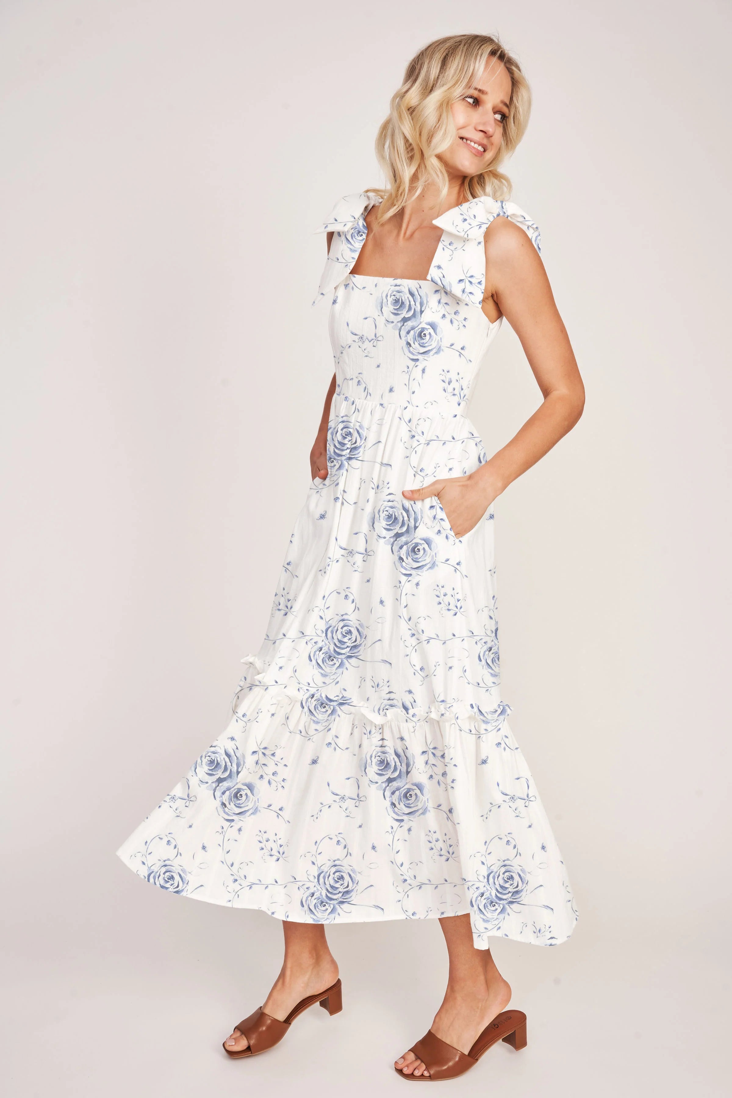 Floraison Lane - The Elizabeth Dress - Blue Heirloom