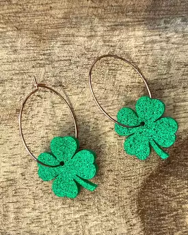 Glitter 4 Leaf Clover Earrings