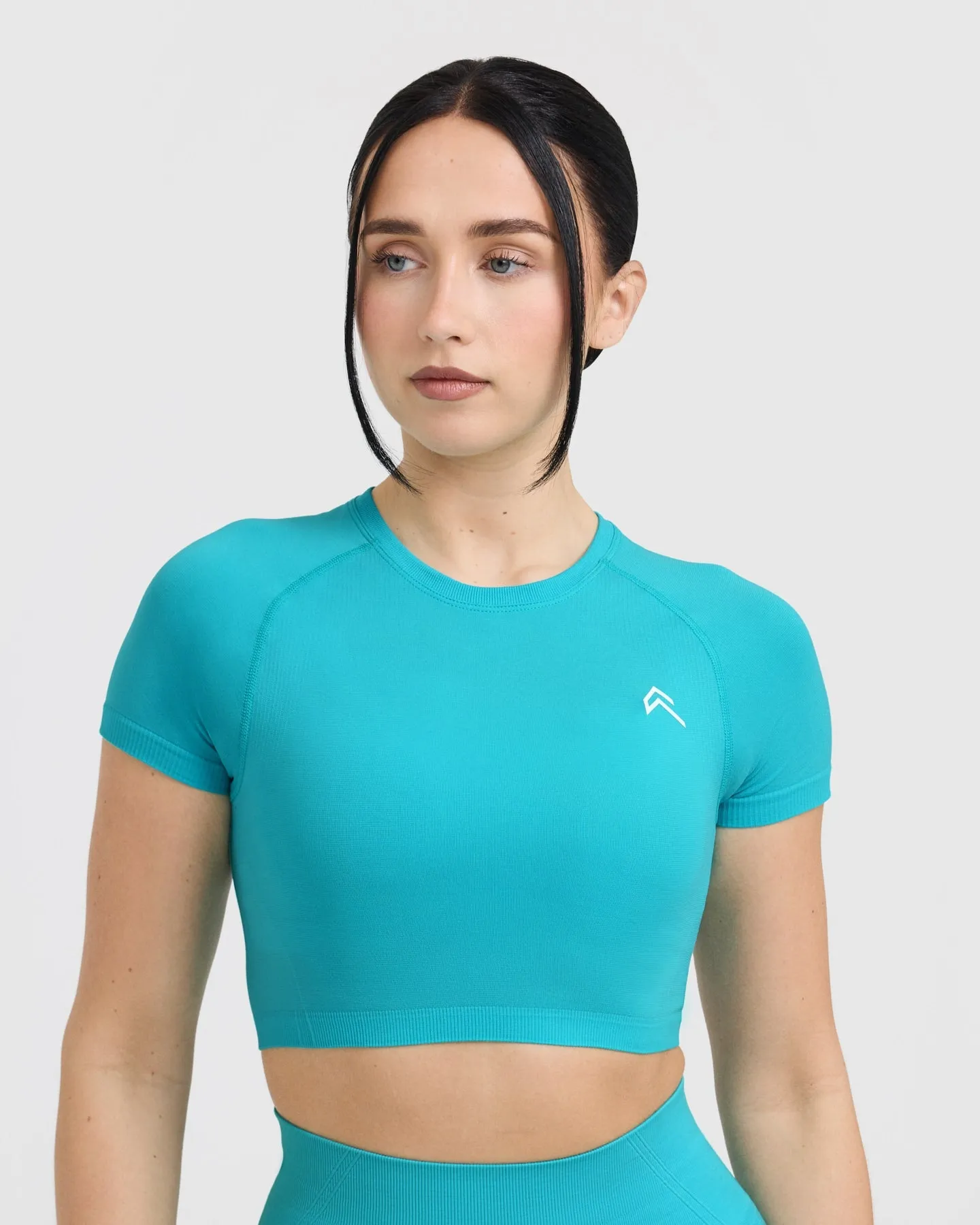 Go To Seamless Fitted Crop Top | Aqua Blue