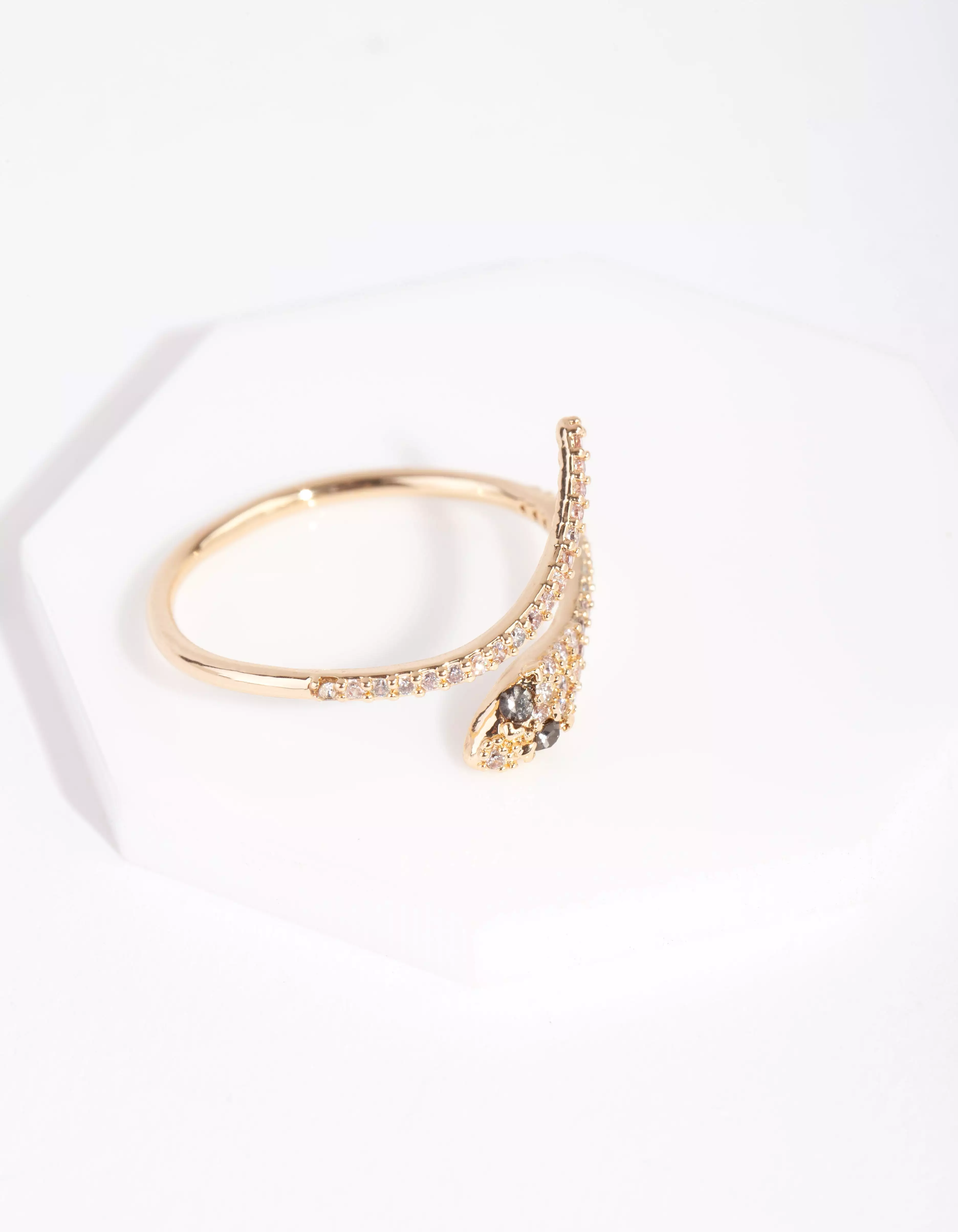 Gold Cubic Zirconia Wrap Snake Ring