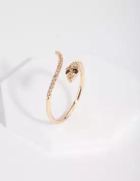 Gold Cubic Zirconia Wrap Snake Ring