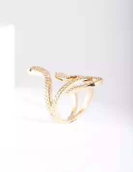 Gold Etched Snake Ring