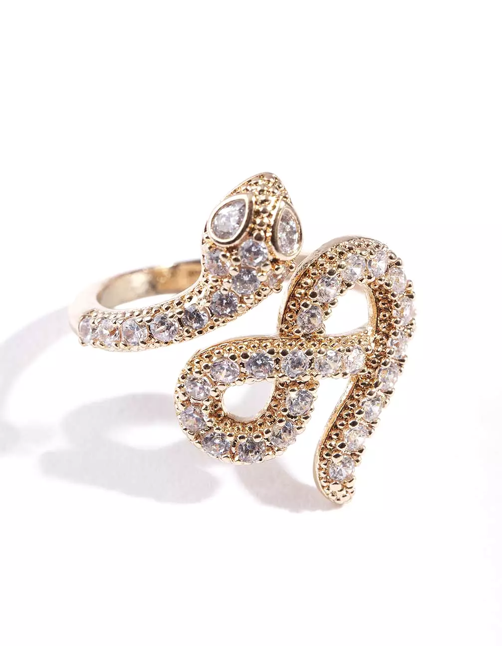 Gold Knotted Diamante Snake Ring