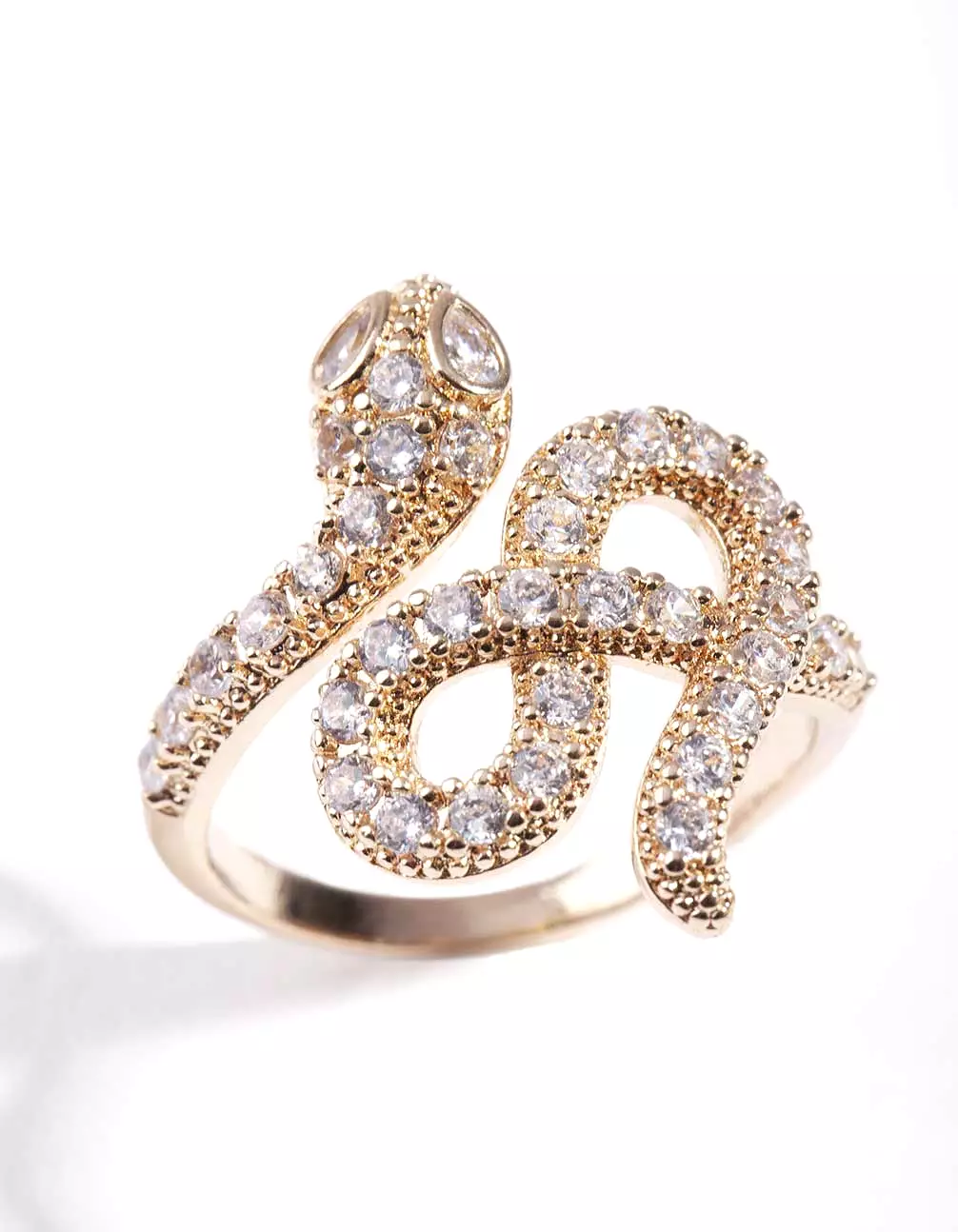 Gold Knotted Diamante Snake Ring