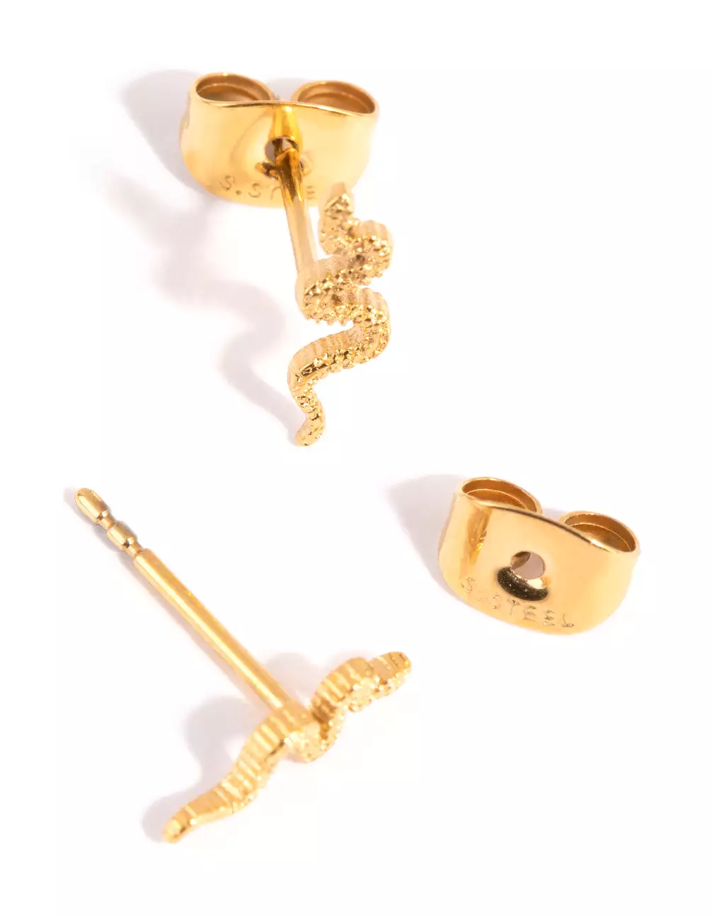 Gold Plated Surgical Steel Snake Stud Earrings