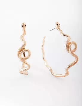 Gold Snake Hoop Earrings