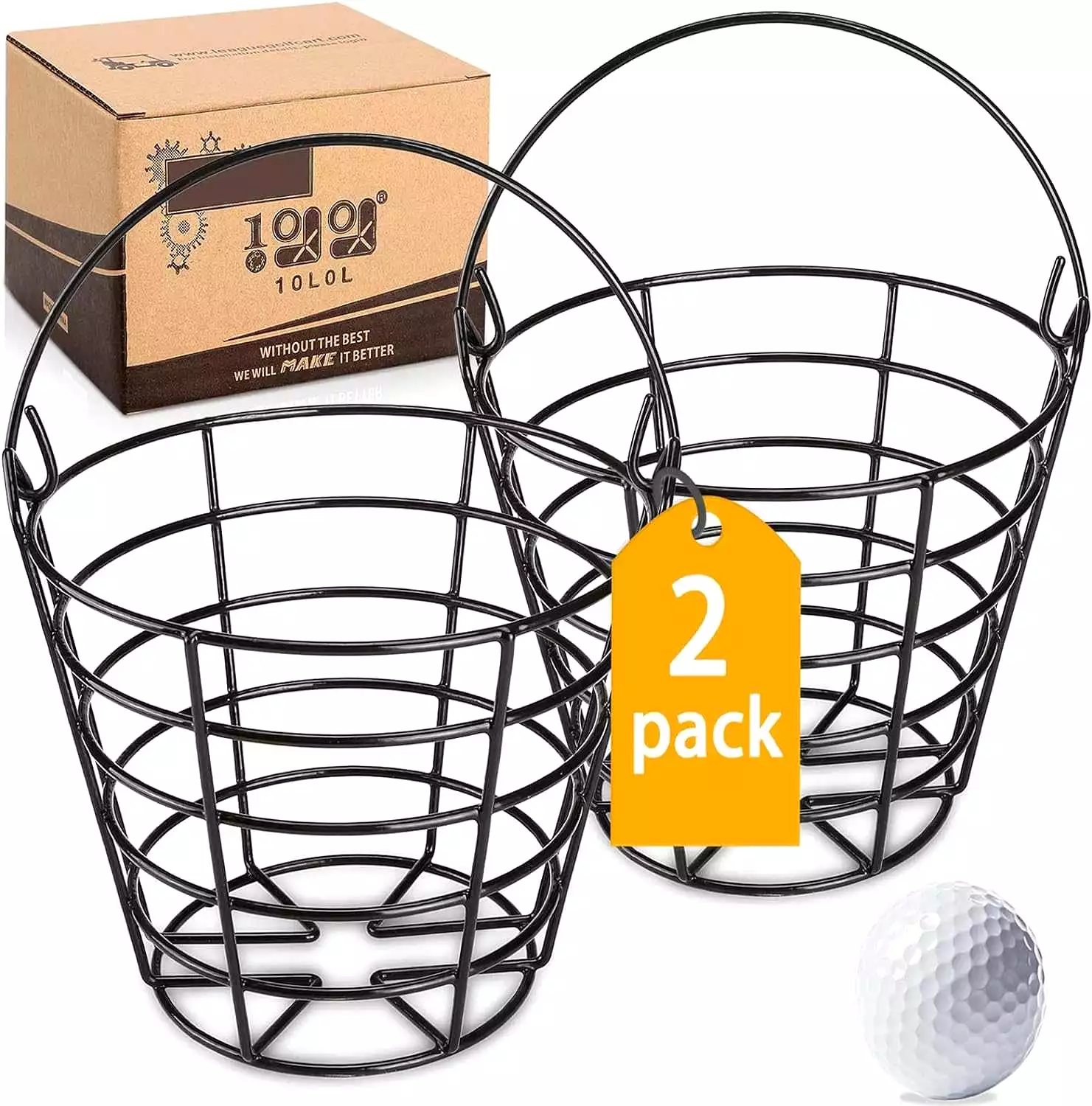 Golf ball bucket full body metal with handle can hold 50 golf balls - 10L0L