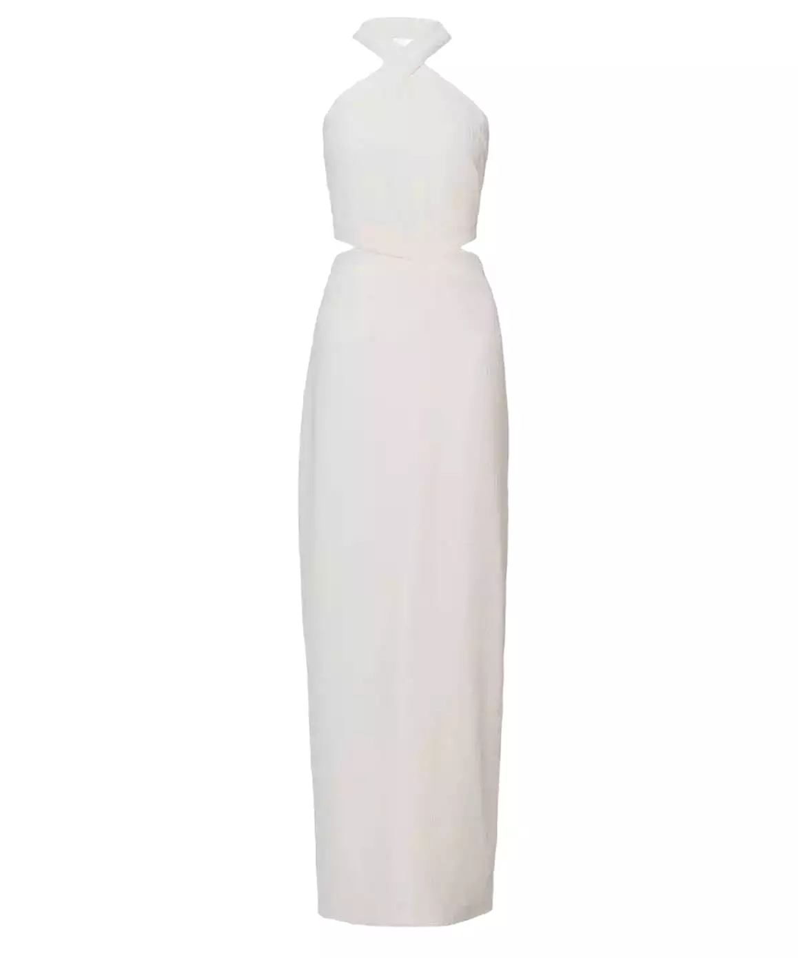 Halter Neck Cutout Long Dress In White