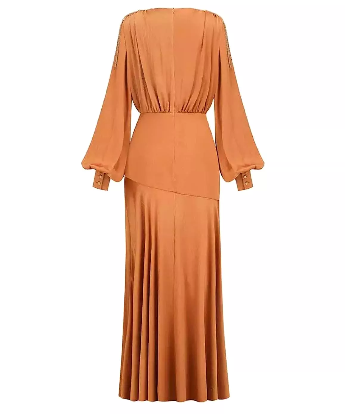 High Slit Lantern Sleeve Long Dress