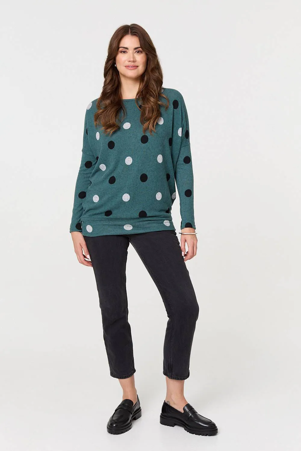 Izabel London – Polka Dot Print Relaxed Sweatshirt