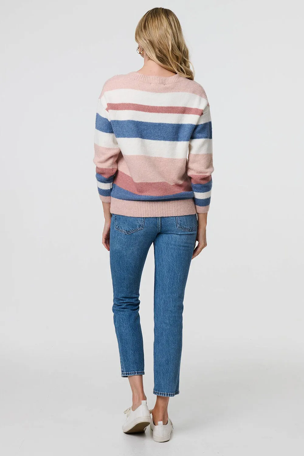 Izabel London – Striped Long Sleeve Relaxed Jumper