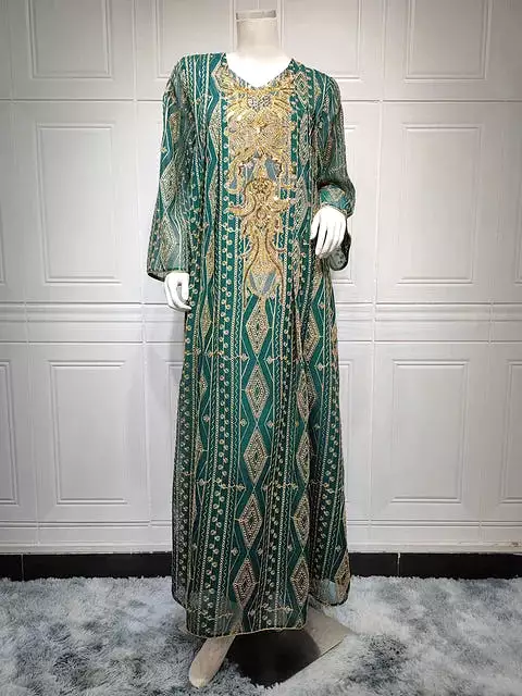 Jalabiya Ramadan Kaftan Luxury Sequins Ethnic Embroidery Long Dress S S4949231