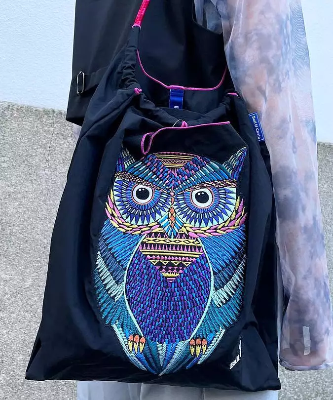 Japanese Style Embroidered Owl Large Capacity Shopping Bag 2024 SX1009