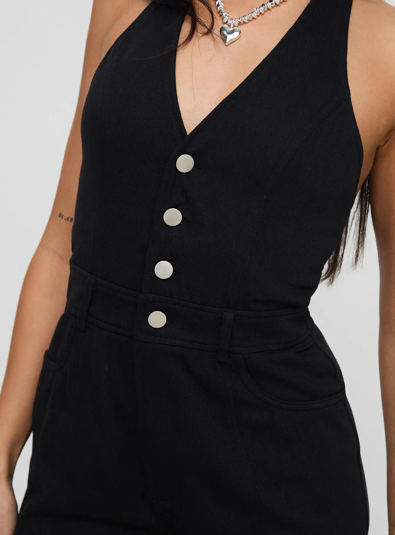 Jayalen Halter Romper Black