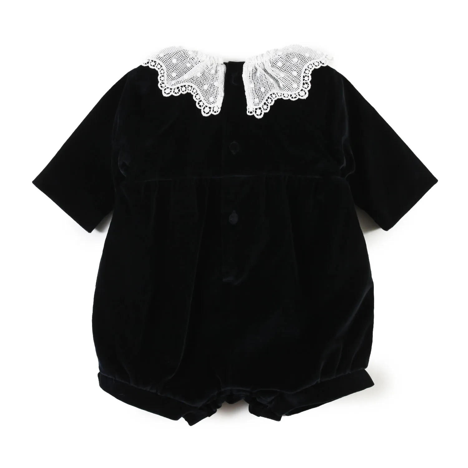 Jesurum Blue Baby Girl Romper With Macramé Collar