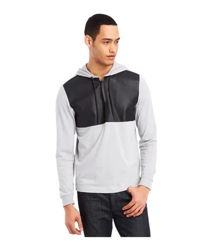 Kenneth Cole Mens Faux-Leather Hoodie Sweatshirt