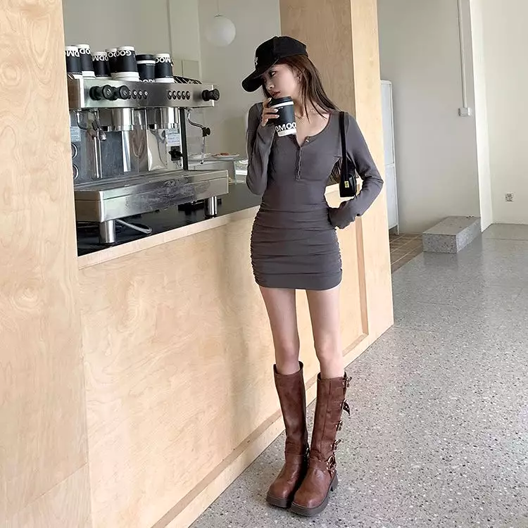 Knit Long-Sleeve Dress