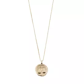 Libra Zodiac Sign Coin Necklace (Gold Plated)