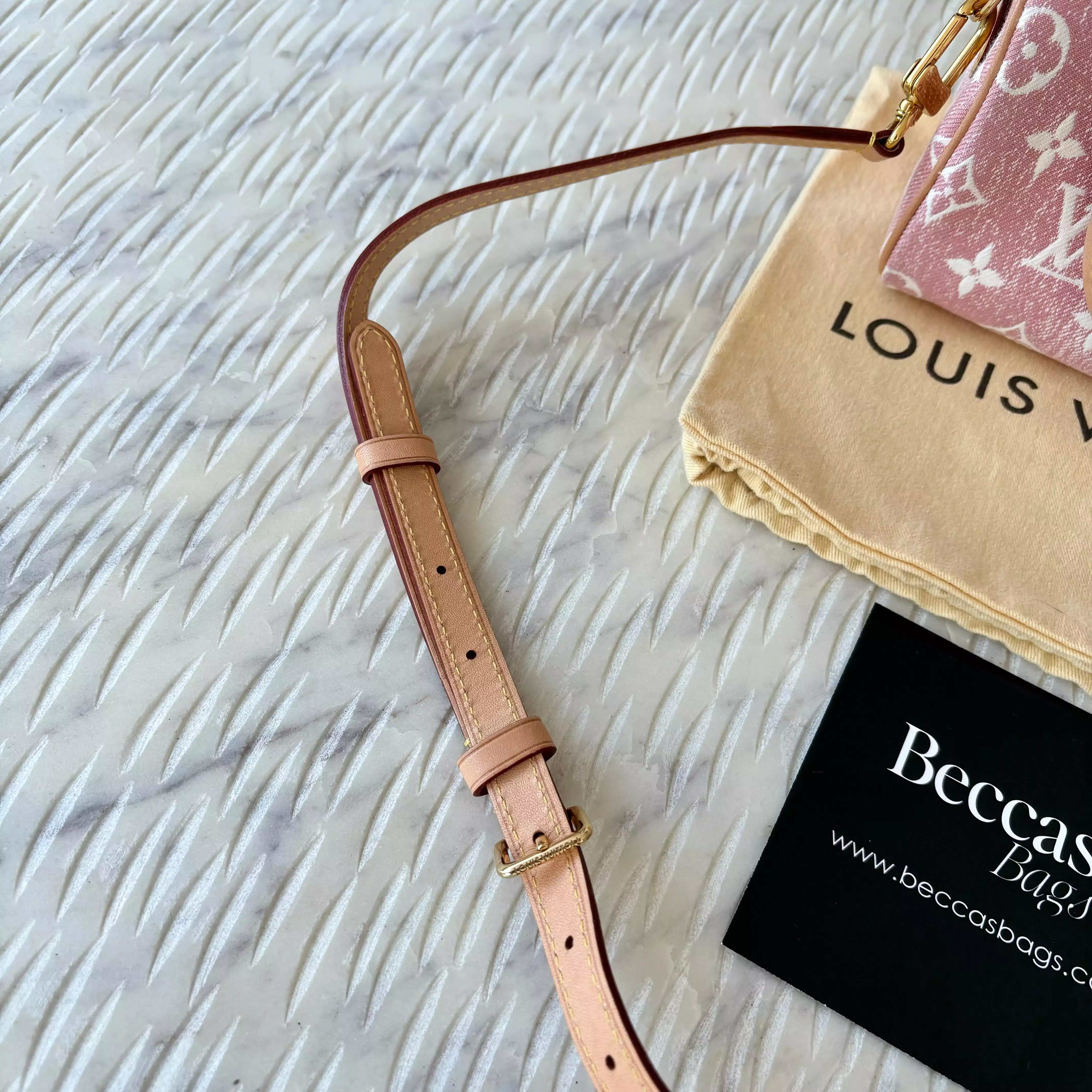 LOUIS VUITTON Pink Denim Monogram Nano Speedy Bag