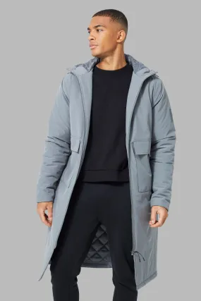 Man Active Longline Padded Coat | boohooMAN UK