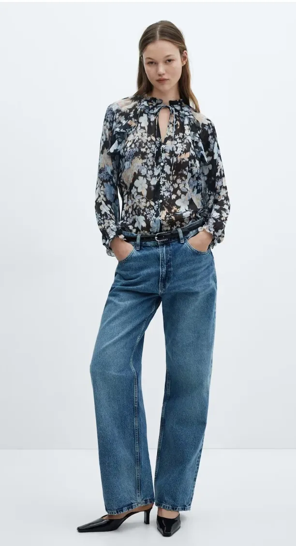 MANGO  |Floral-print flowy blouse