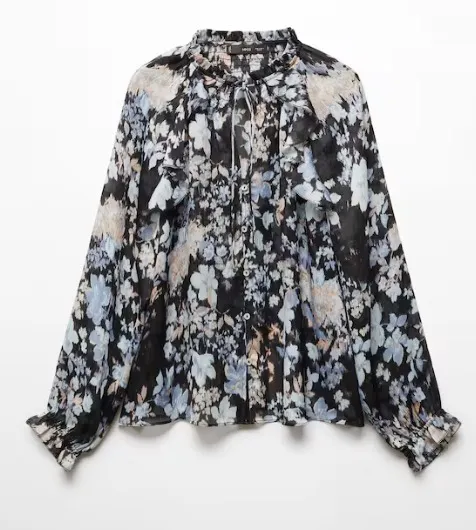 MANGO  |Floral-print flowy blouse