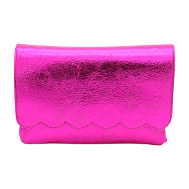 MARIAN  Pink metallic Leather Clutch Bag