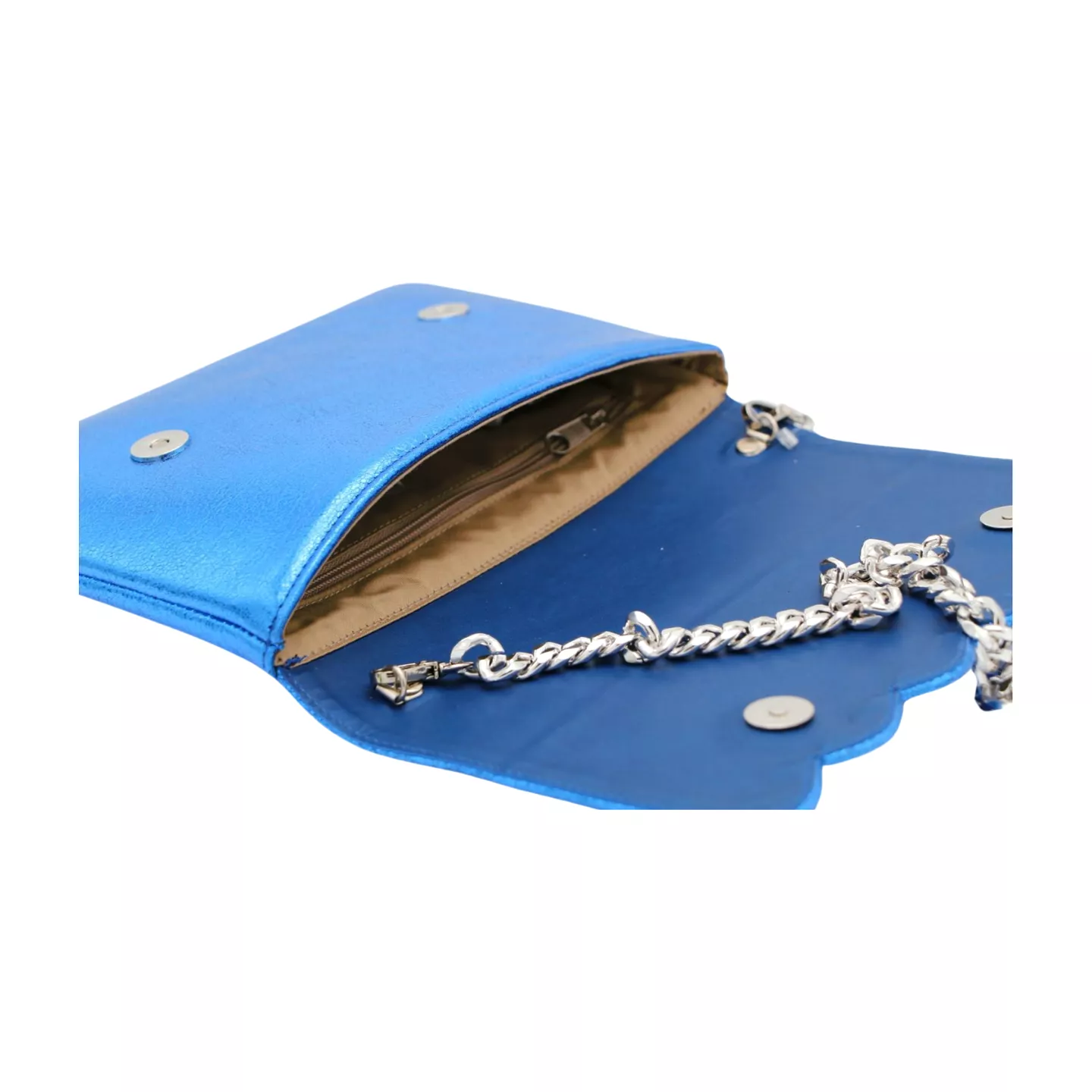 MARIAN Royal Blue Metallic Leather Clutch Bag