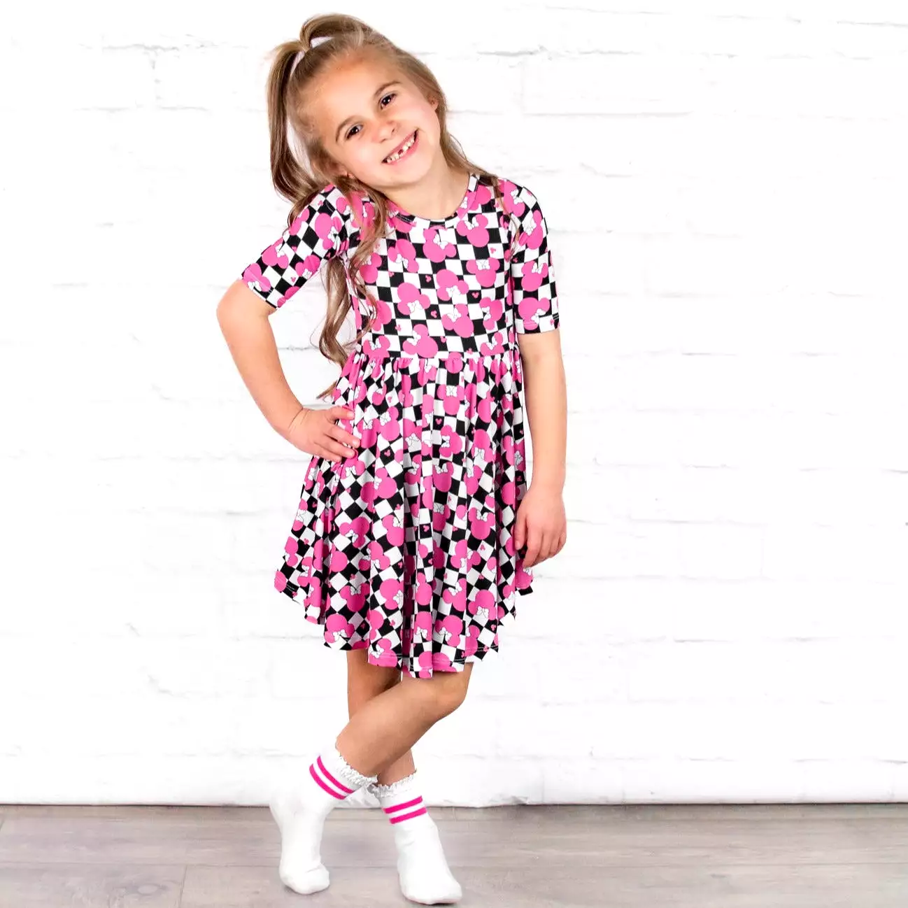 MID SLEEVE TWIRL DRESS- Millie Magic