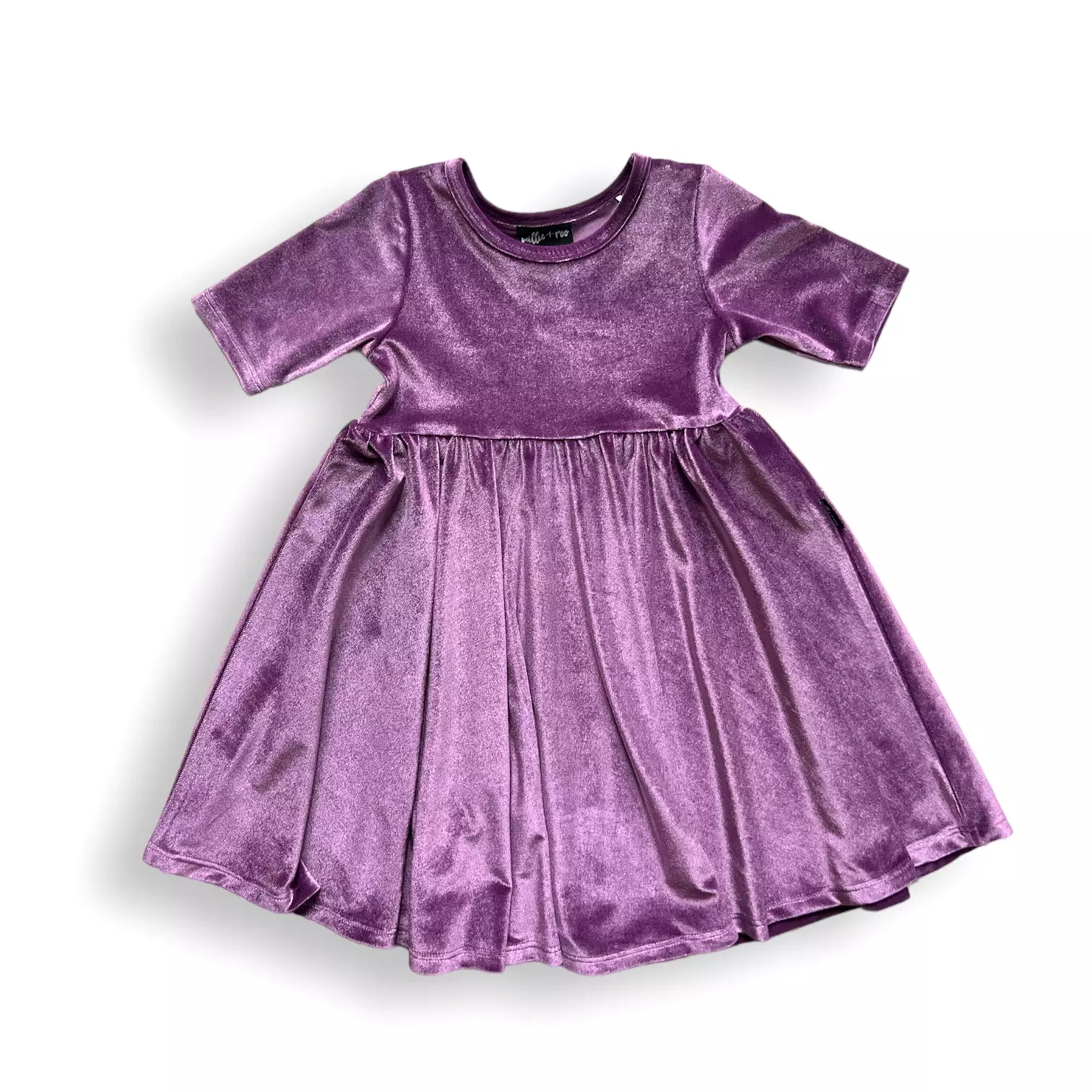 MID SLEEVE- Lavender Stretch Velvet Twirl Dress