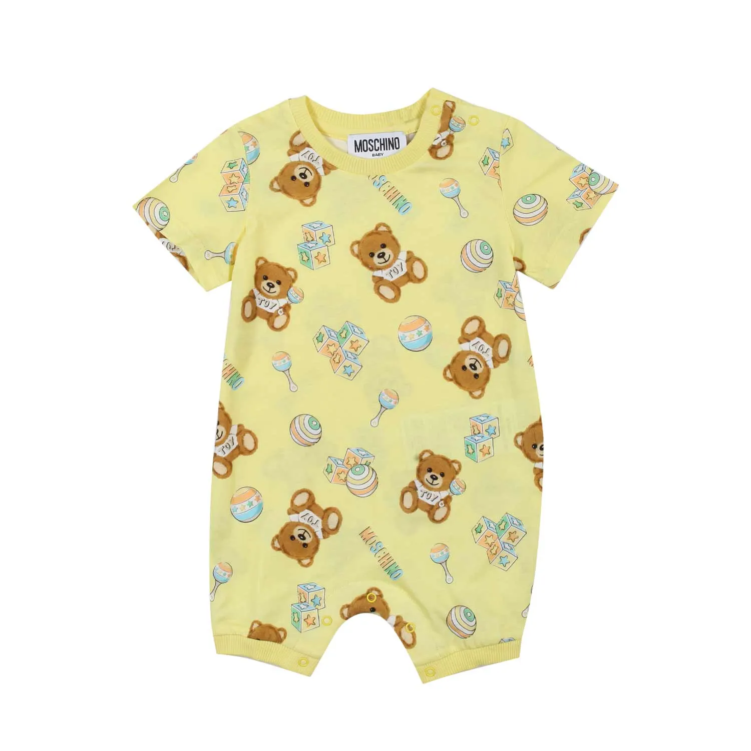 Moschino Yellow Unisex Romper With Teddy Bear Prints