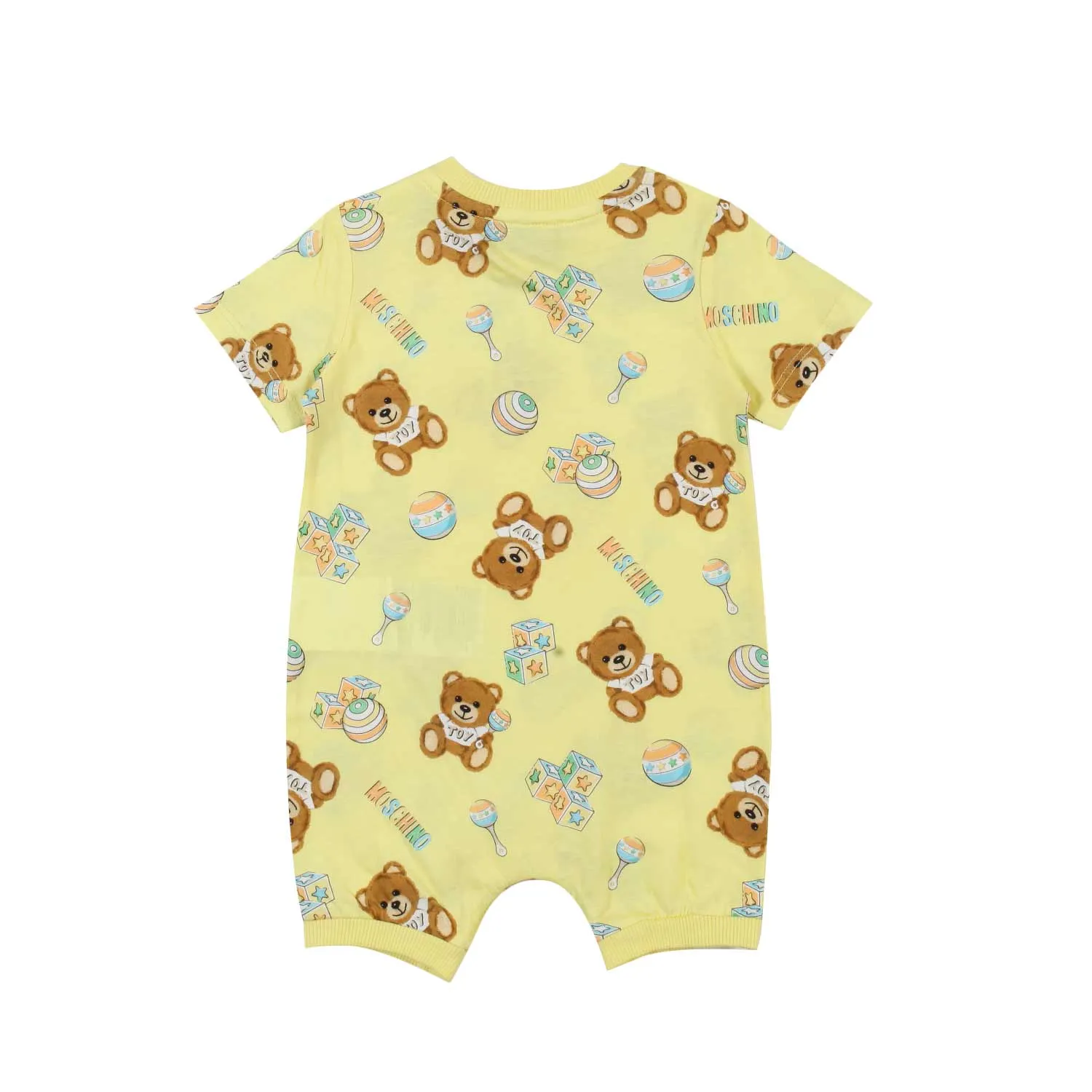 Moschino Yellow Unisex Romper With Teddy Bear Prints