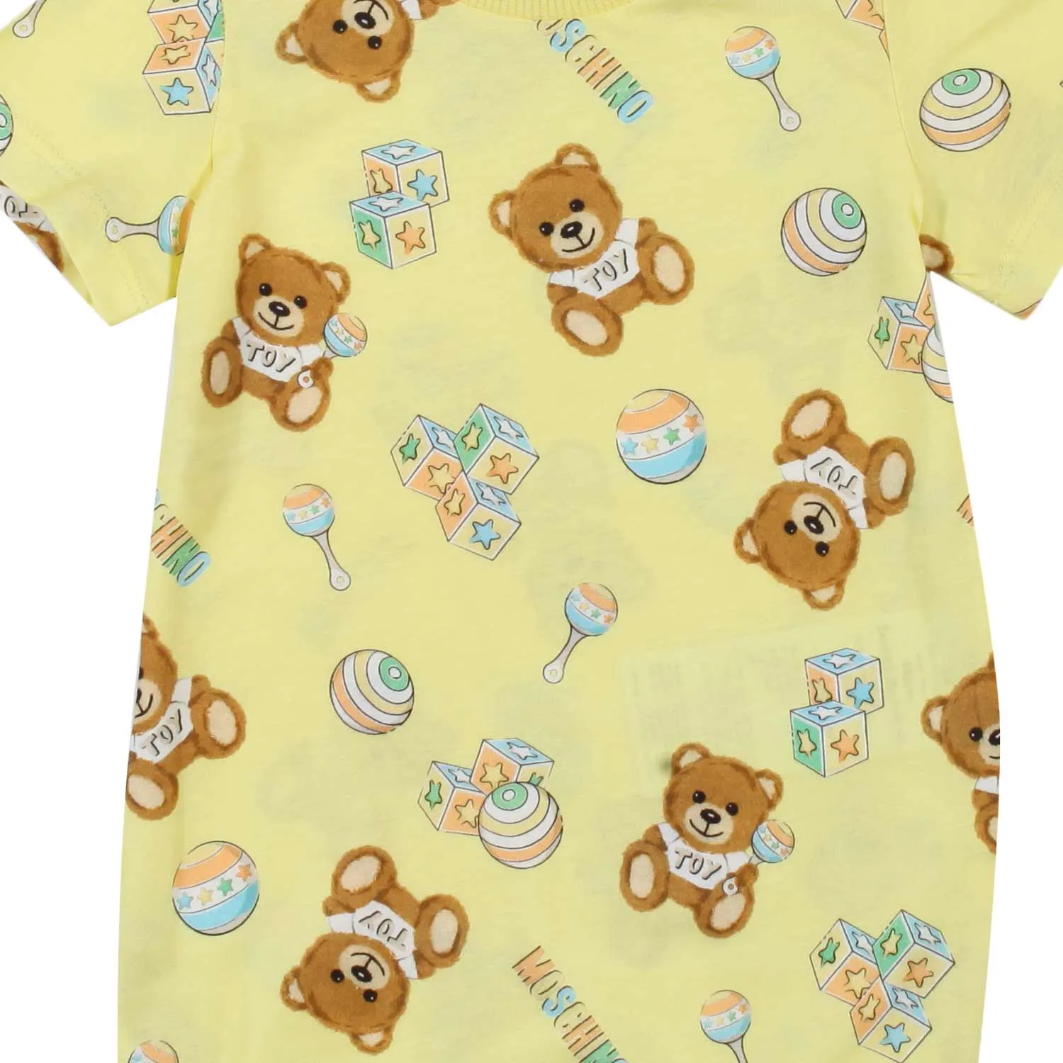 Moschino Yellow Unisex Romper With Teddy Bear Prints