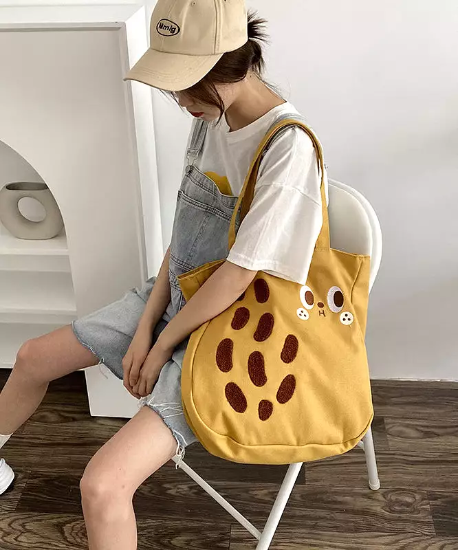 New Cartoon Embroidered Drawstring Canvas Large Capacity Shoulder Bag SX1029