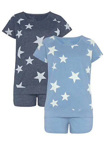 Pack of 2 Star Print Shorty Pyjamas by LASCANA | Look Again