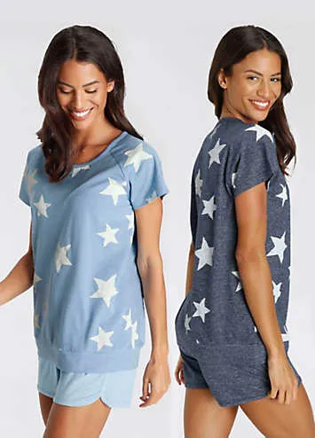 Pack of 2 Star Print Shorty Pyjamas by LASCANA | Look Again