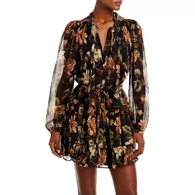 Paige Womens Elynne Silk Floral Print Shift Dress