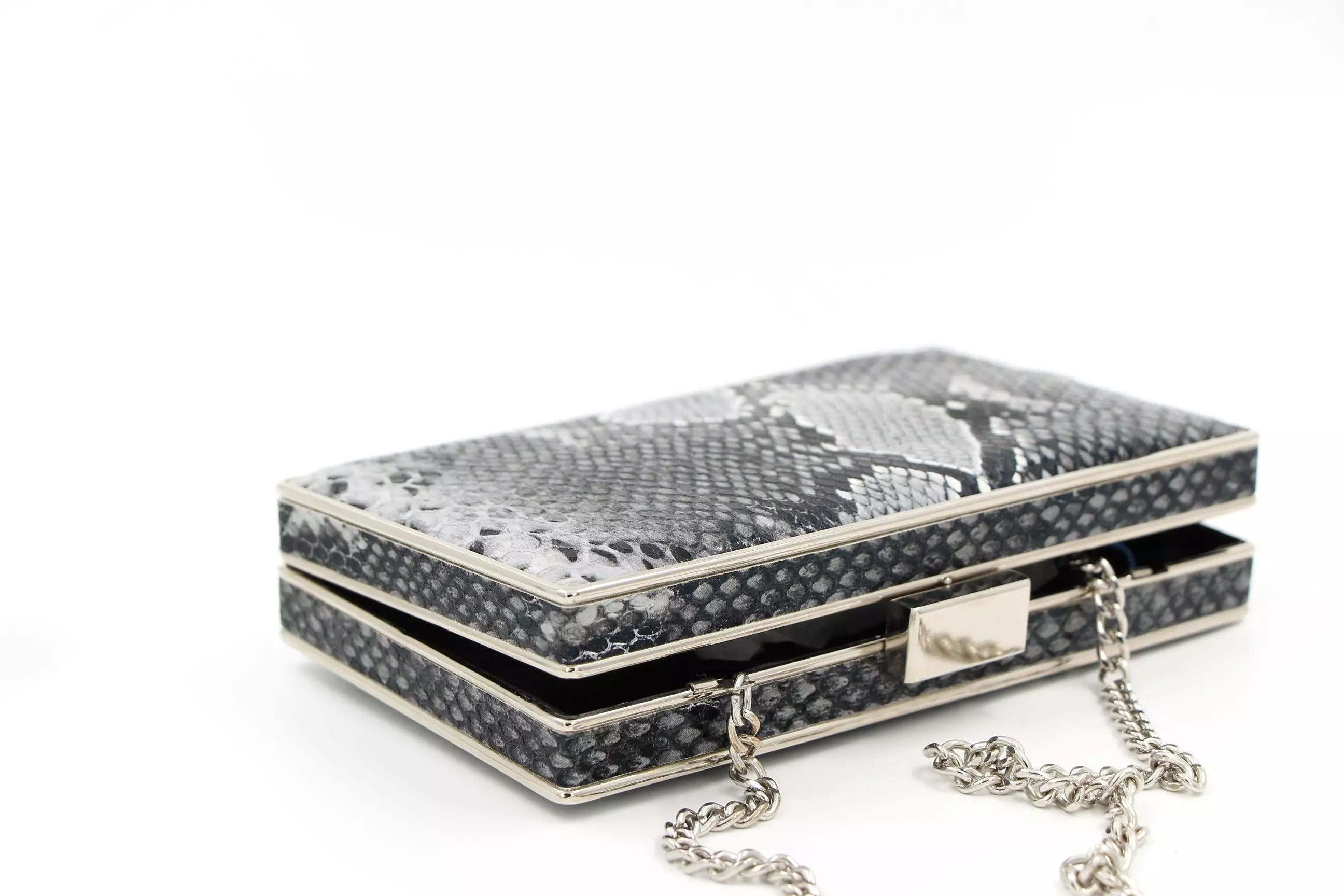 PEPE MOLL grey snake print box clutch