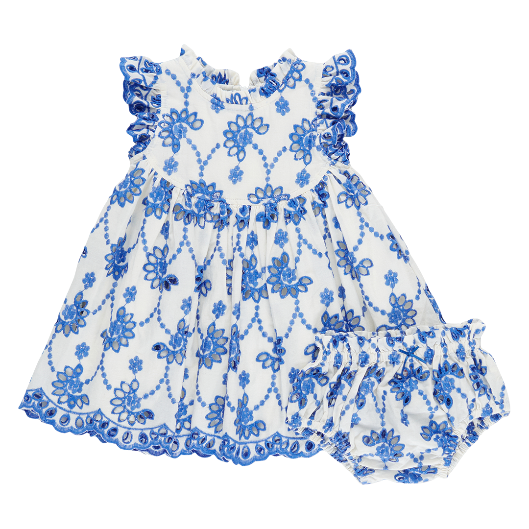 Pink Chicken - Blue Eyelet Baby Girl Cynthia Dress