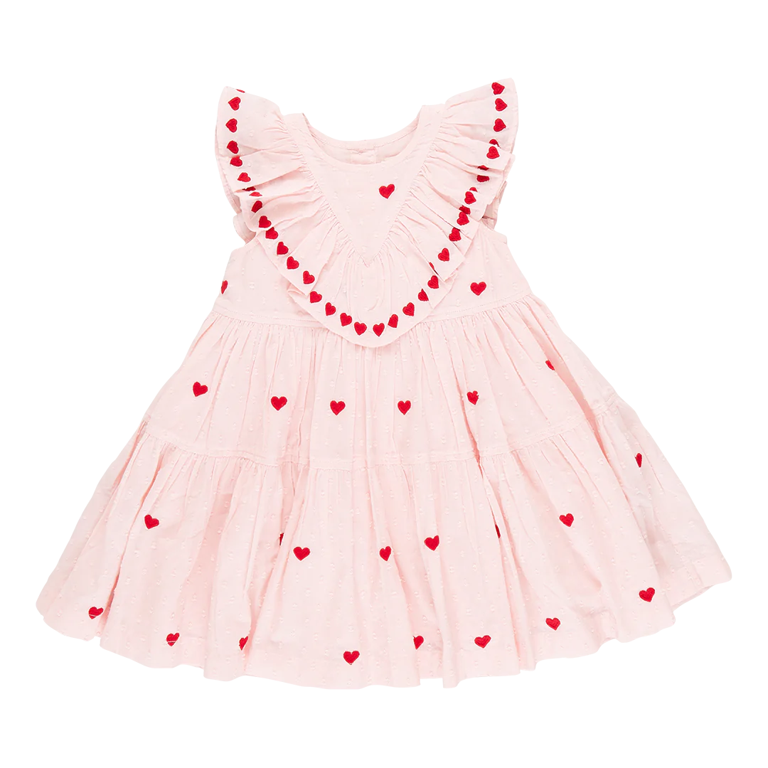 Pink Chicken - Raphaela Dress - Confetti Heart Embroidery