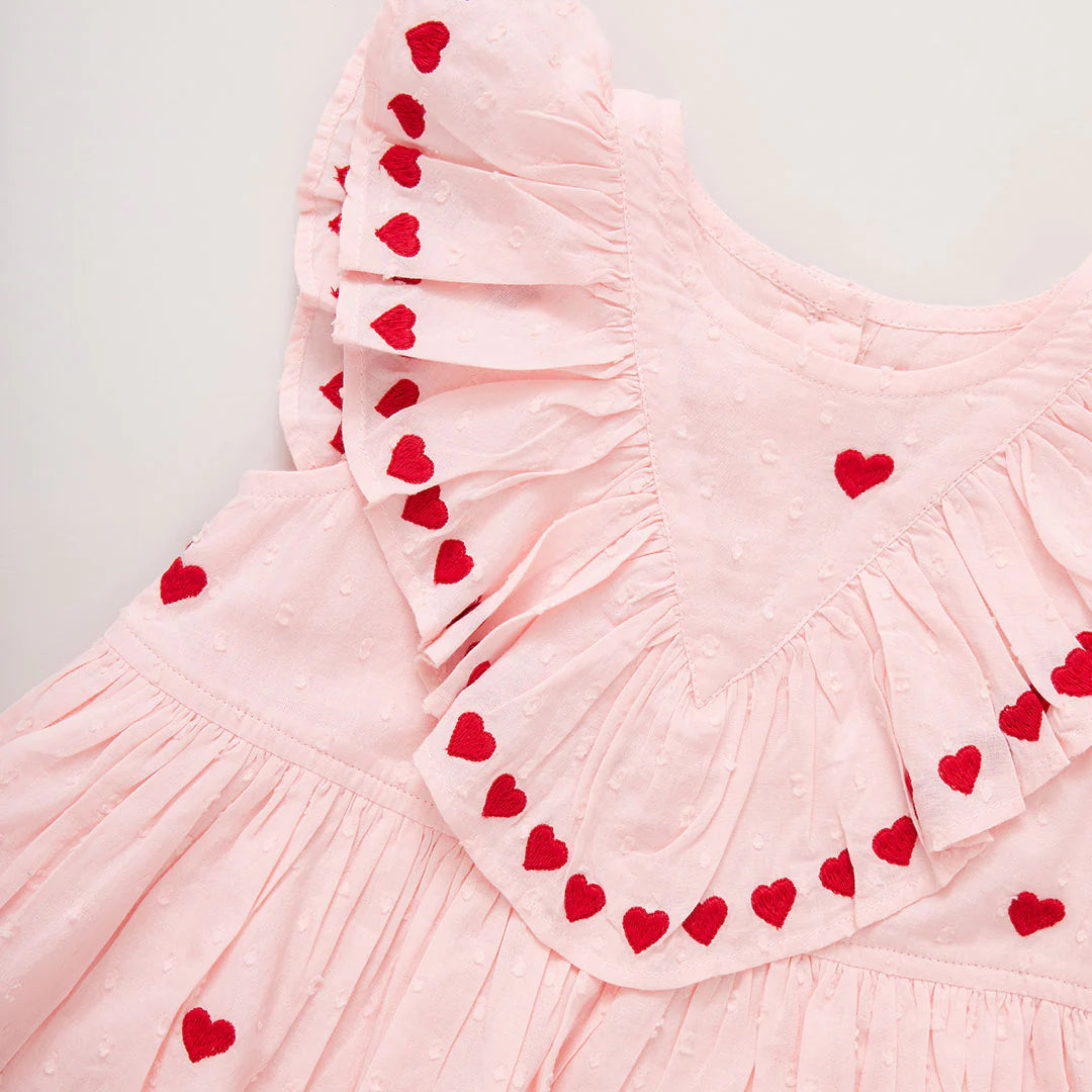 Pink Chicken - Raphaela Dress - Confetti Heart Embroidery