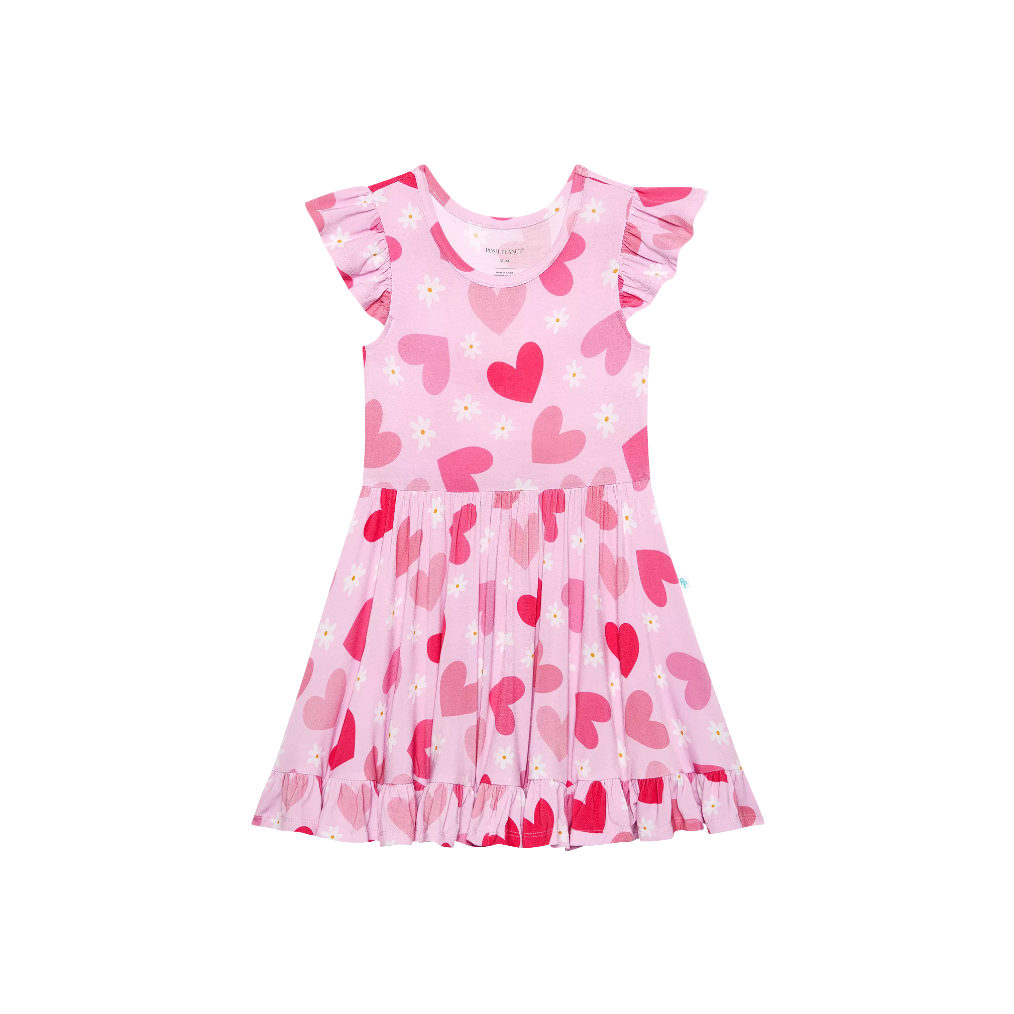 Posh Peanut Daisy Love Cap Sleeve Ruffled Twirl Dress