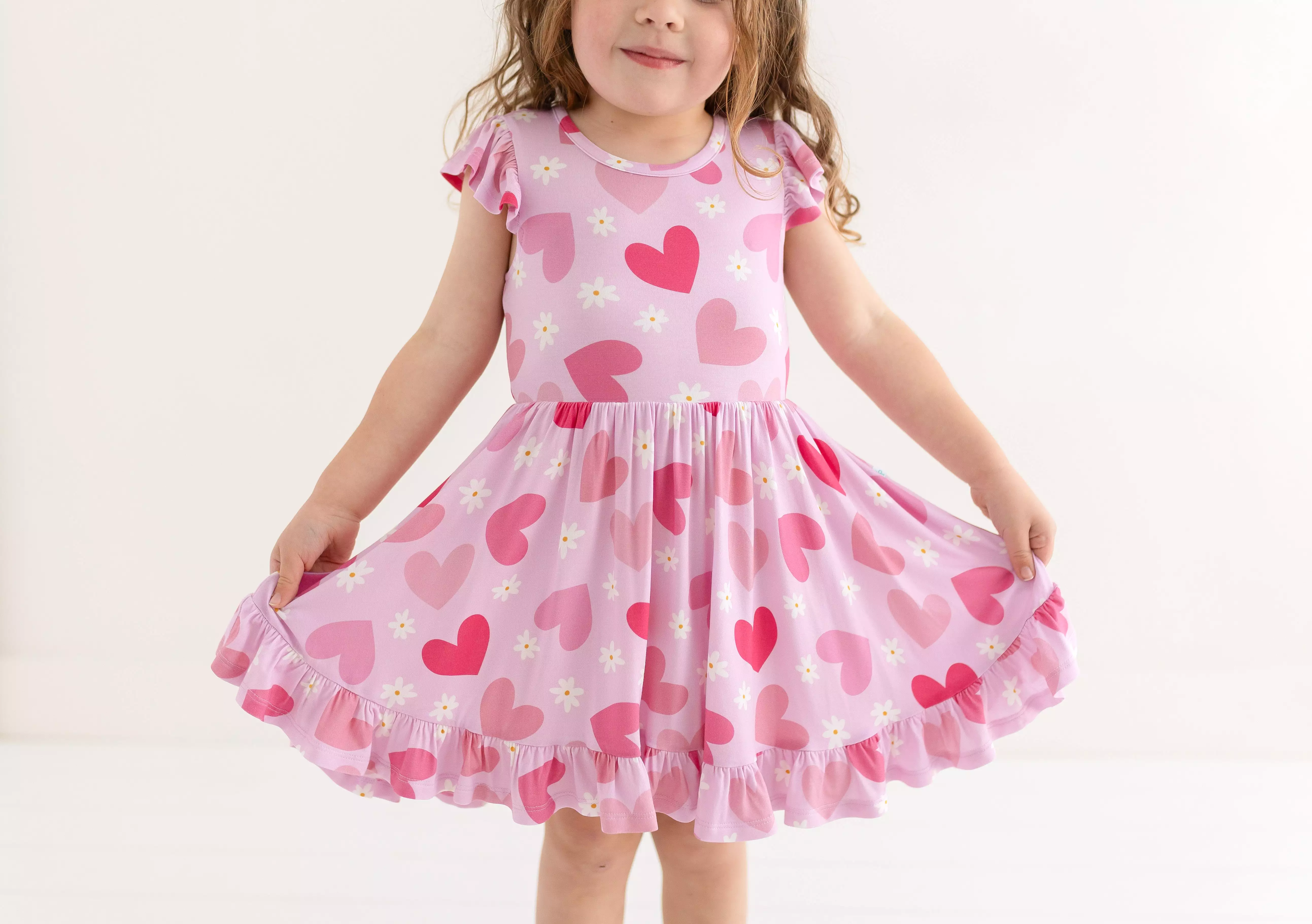 Posh Peanut Daisy Love Cap Sleeve Ruffled Twirl Dress