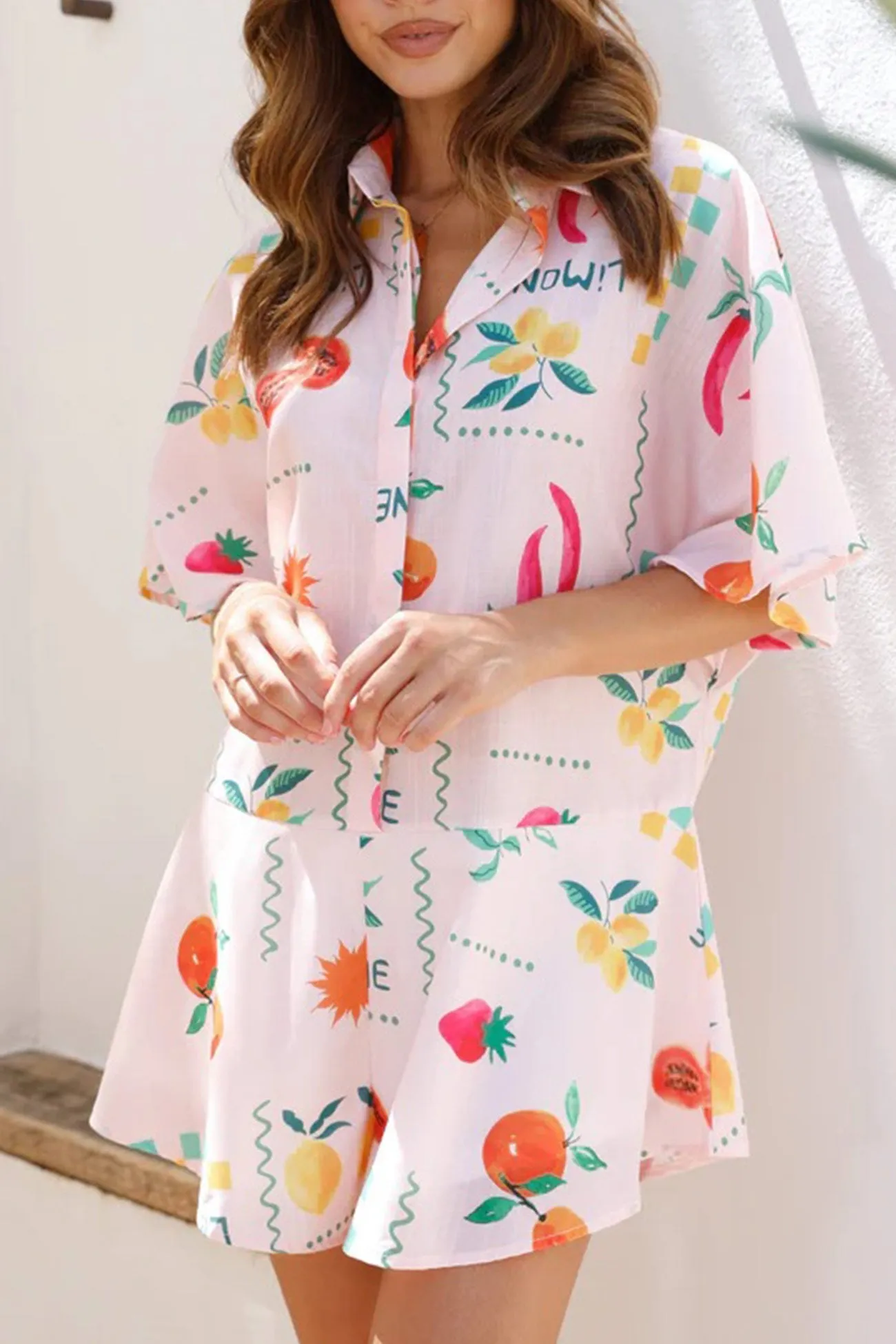 Printed Button-down Rompers