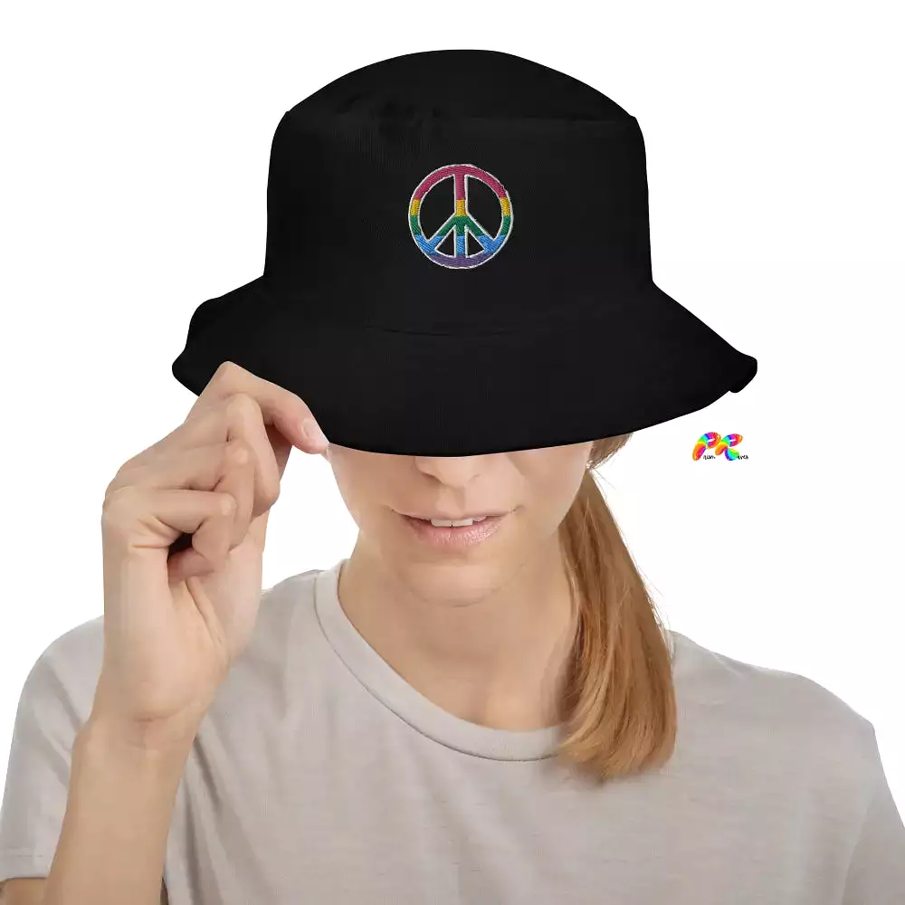 Rainbow Peace Sign Bucket Hat