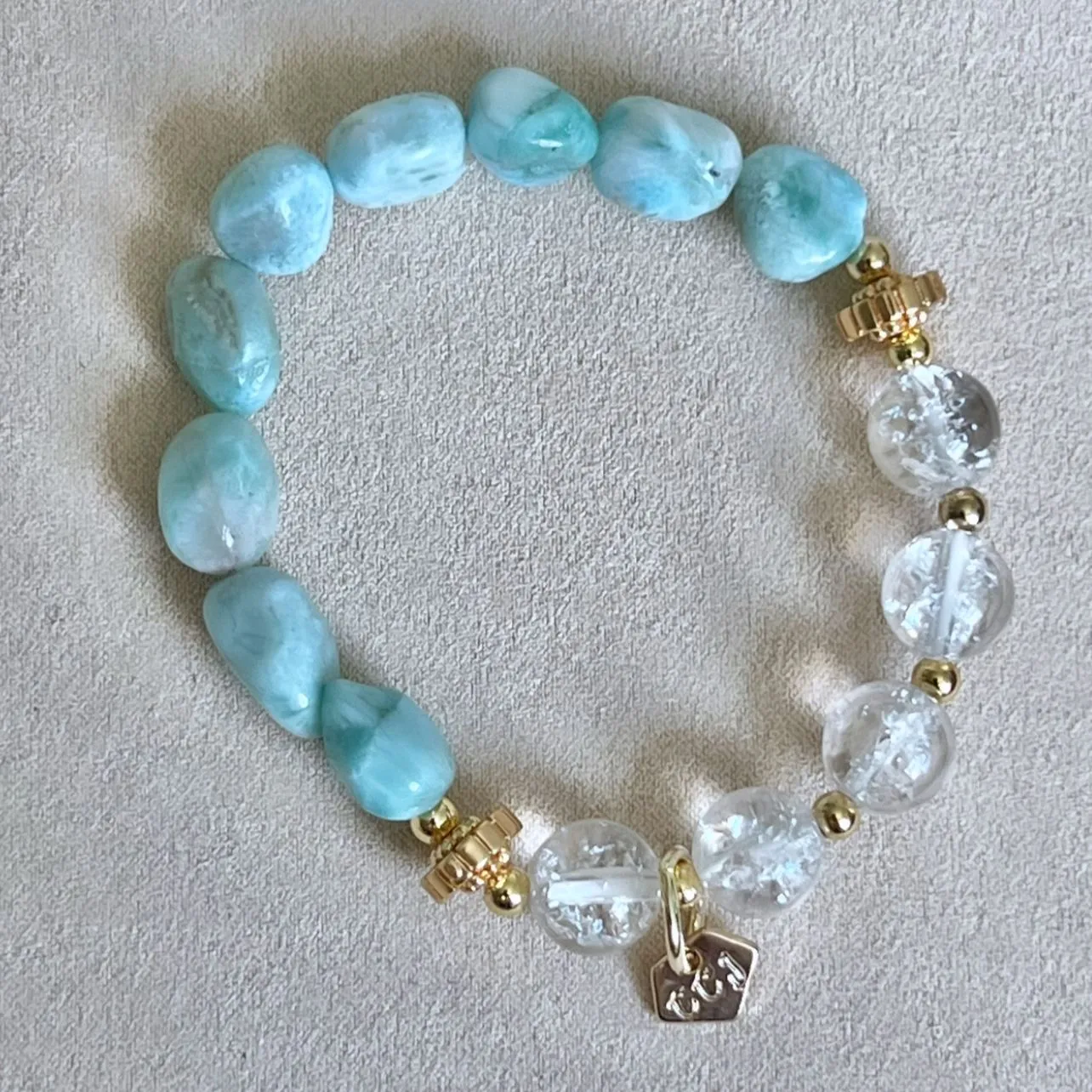 Raw Larimar & Himalayan Quartz Bracelet