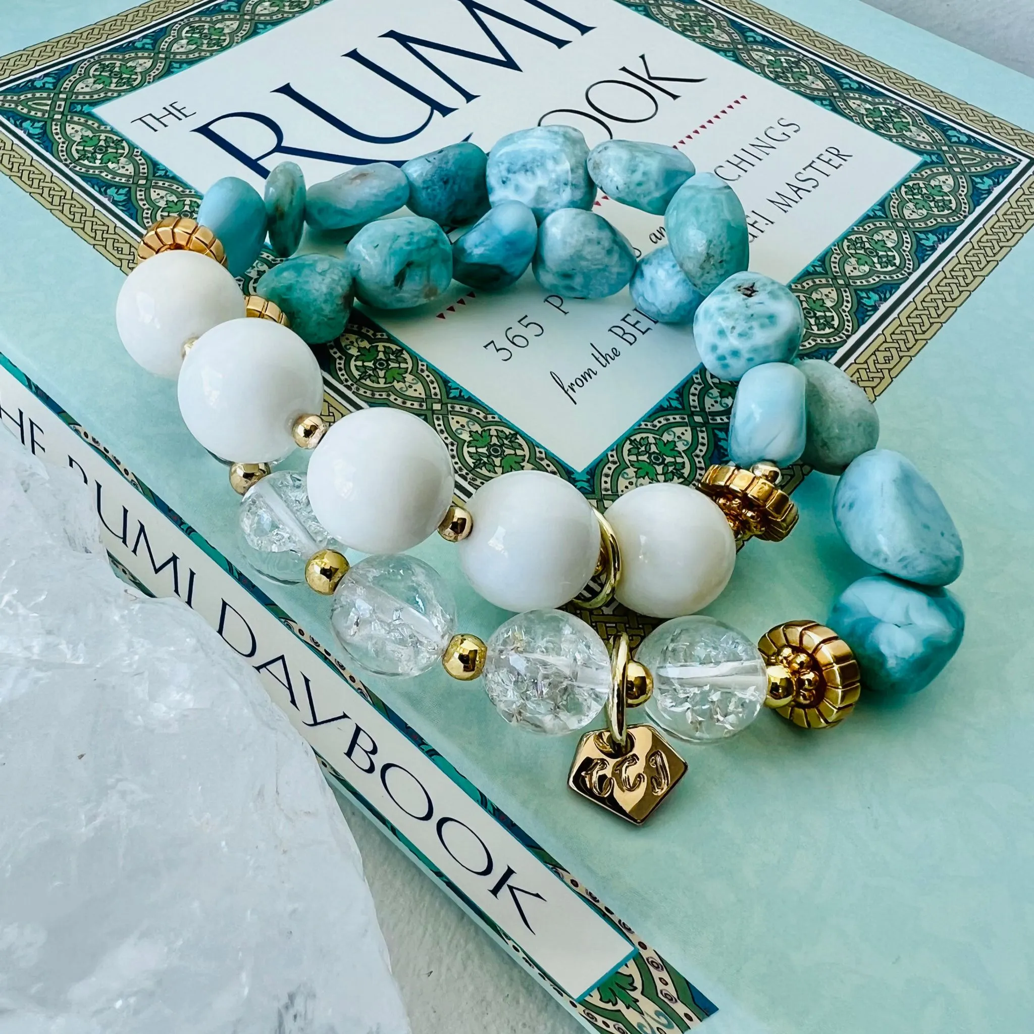 Raw Larimar & Himalayan Quartz Bracelet